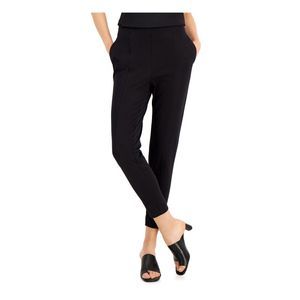 ALFANI Womens Black Slim Fit Cropped Seamed Front Wear To Work Pants Petites 4P